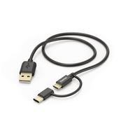 ADAPTER 2W1 HAMA USB-A-MICRO USB/USB-C 1M CZARNY
