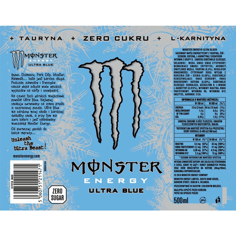 MONSTER ENERGY ULTRA BLUE 500 ML